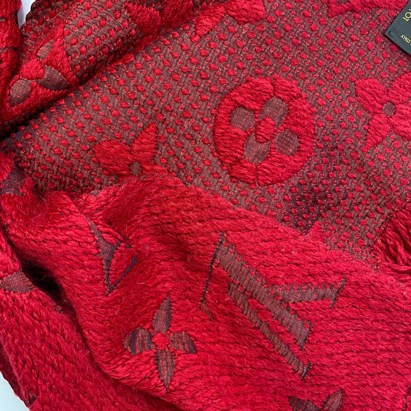 Louis Vuitton Red Thick Wool & Silk Scarf - 6
