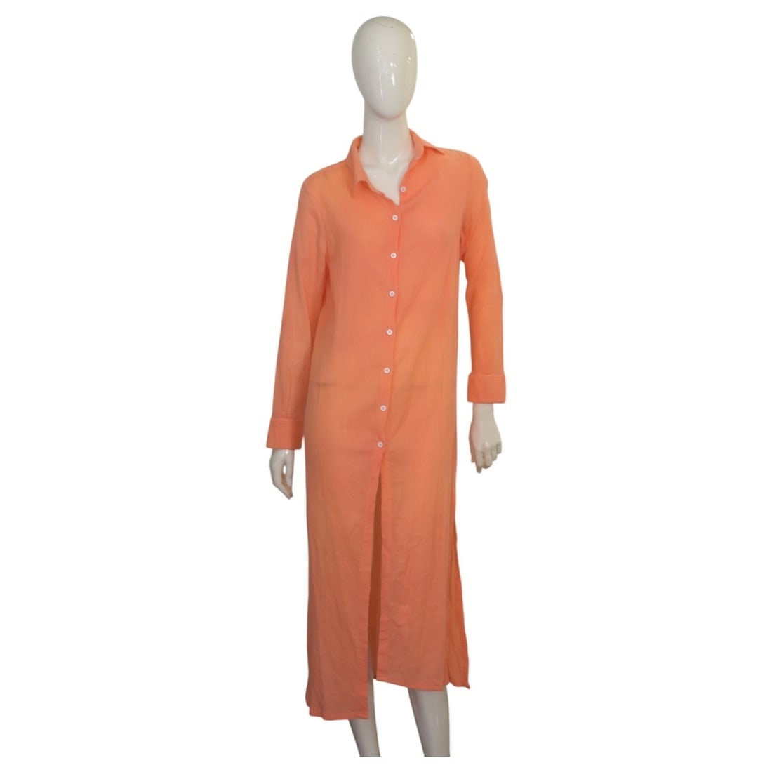 Mariana Penteado Orange Cotton Long Shirt Dress Summer Cover Up Size P: Title:Mariana Penteado Orange Cotton Long Shirt Dress Summer Cover Up Size PDescription:DVF Diane Von Furstenberg New Tasha Gray Belted Tunic Dress Cover Up Sz S Mariana Penteado Orange Cotton Long