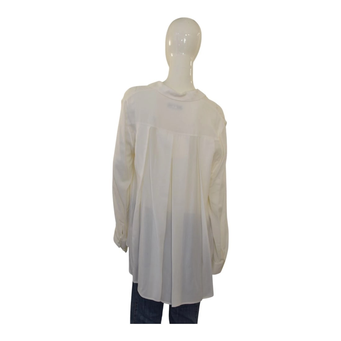 The Row CARLTON Porcelain White Sheer Viscose Oversized Blouse – Size L - 2