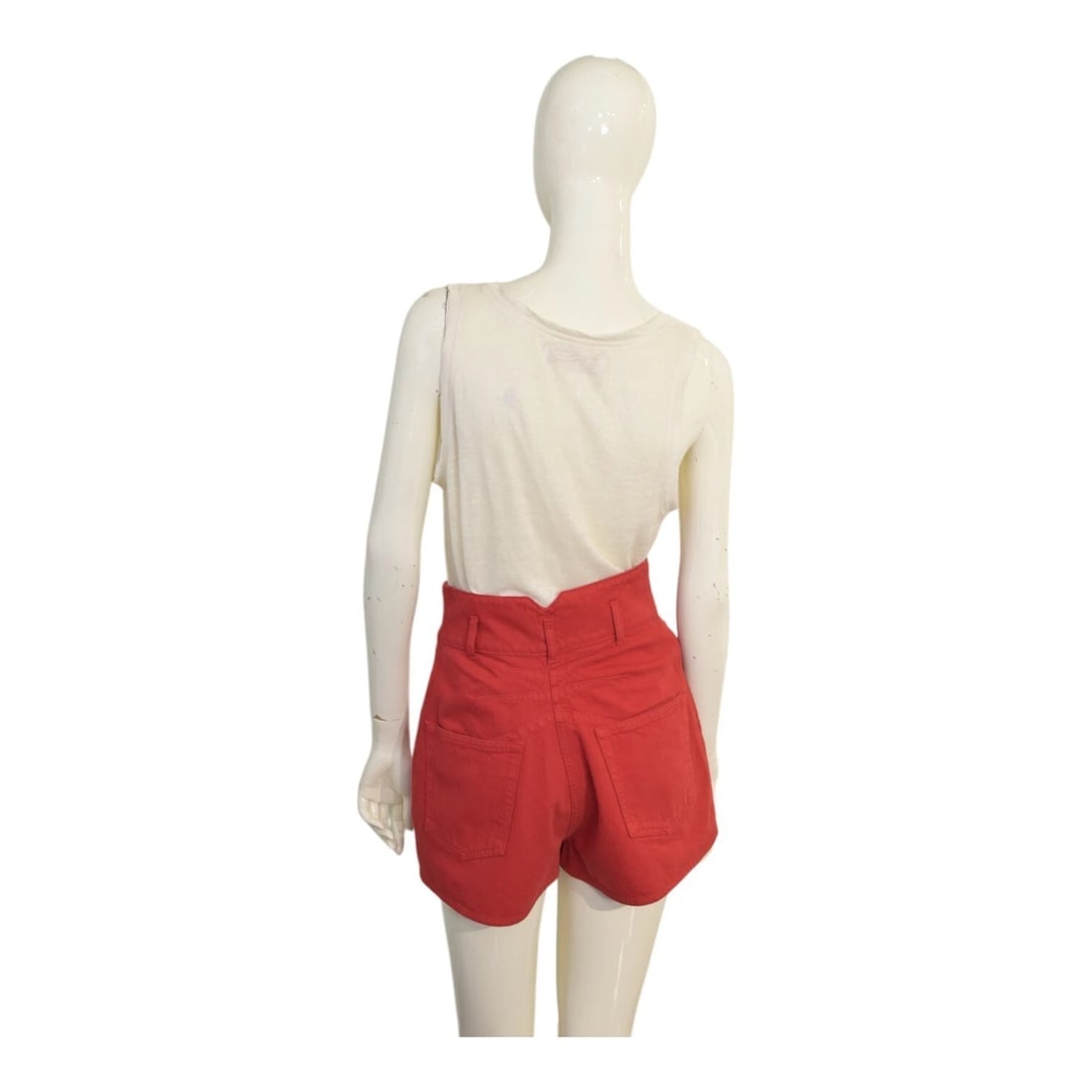 Alaia Red Cotton High Waist Summer Shorts Trousers Pants size 38 - 2
