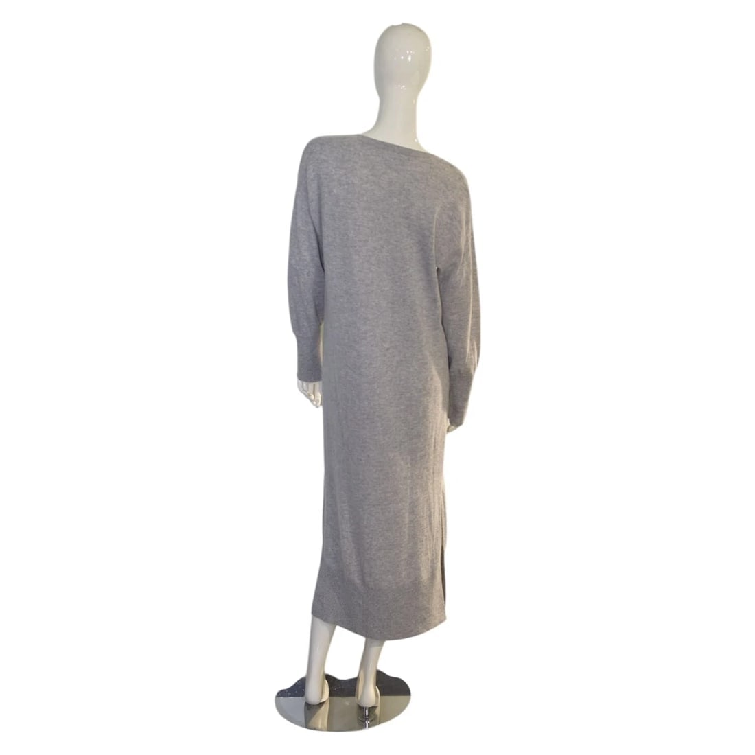 Notshy Gray Cashmere Wool Knit Jumper Sweater Calf Length Midi Dress size S - 2