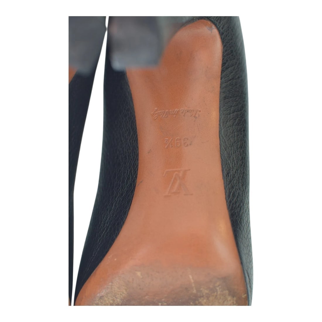 Louis Vuitton Black Leather Gold Flower Buckled Square Toe Pumps size 39,5 - 8