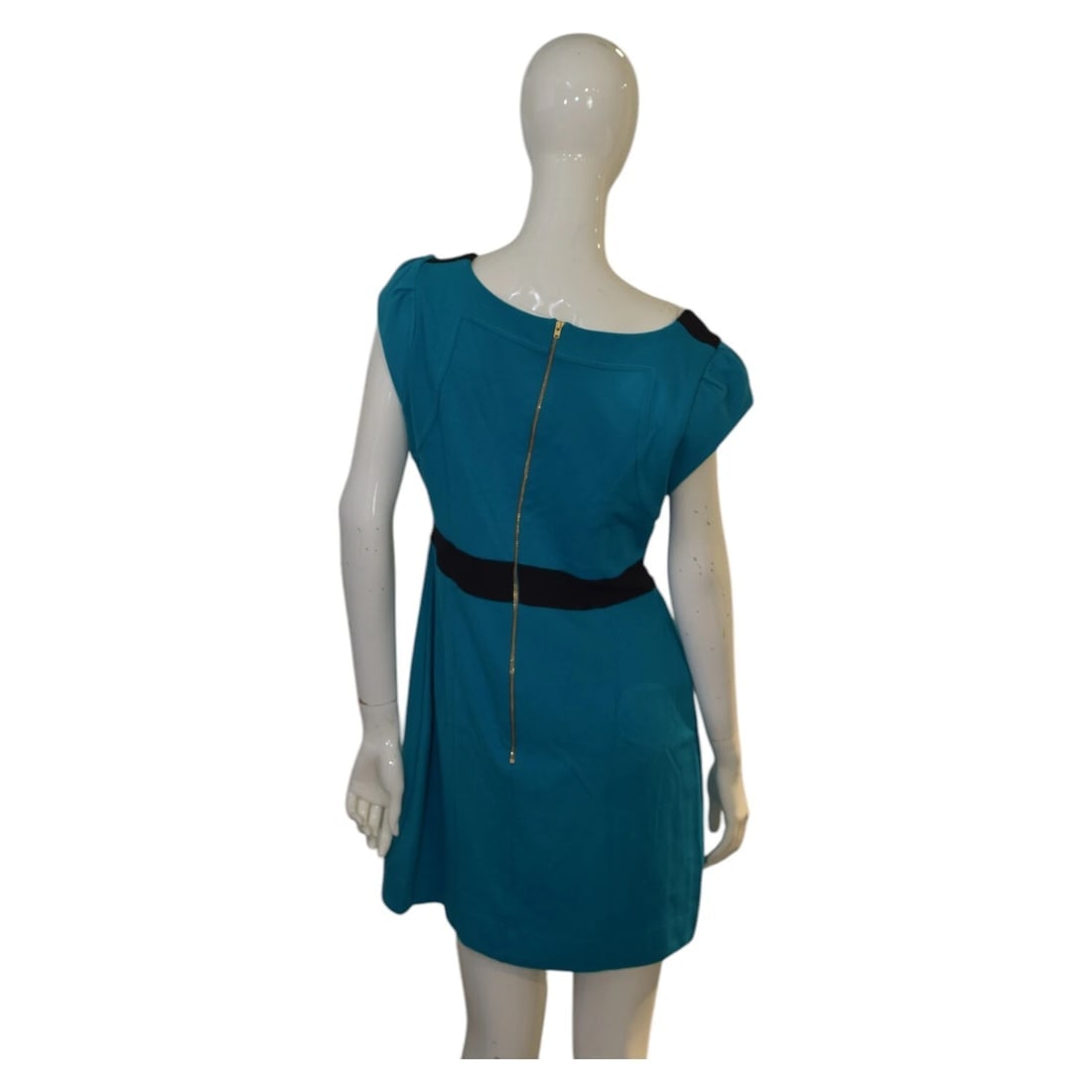 French Connection Blue Black Cap Sleeves Viscose Mini Dress size 12 - 2