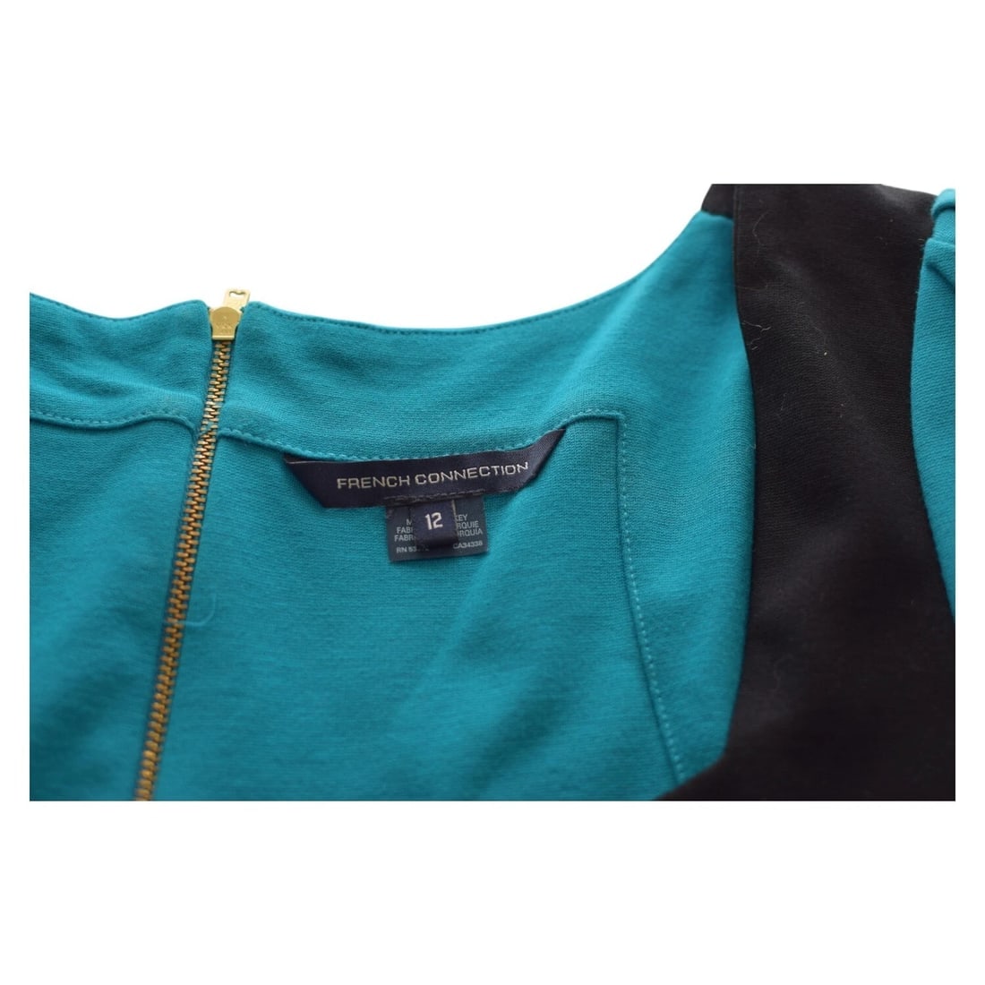 French Connection Blue Black Cap Sleeves Viscose Mini Dress size 12 - 3