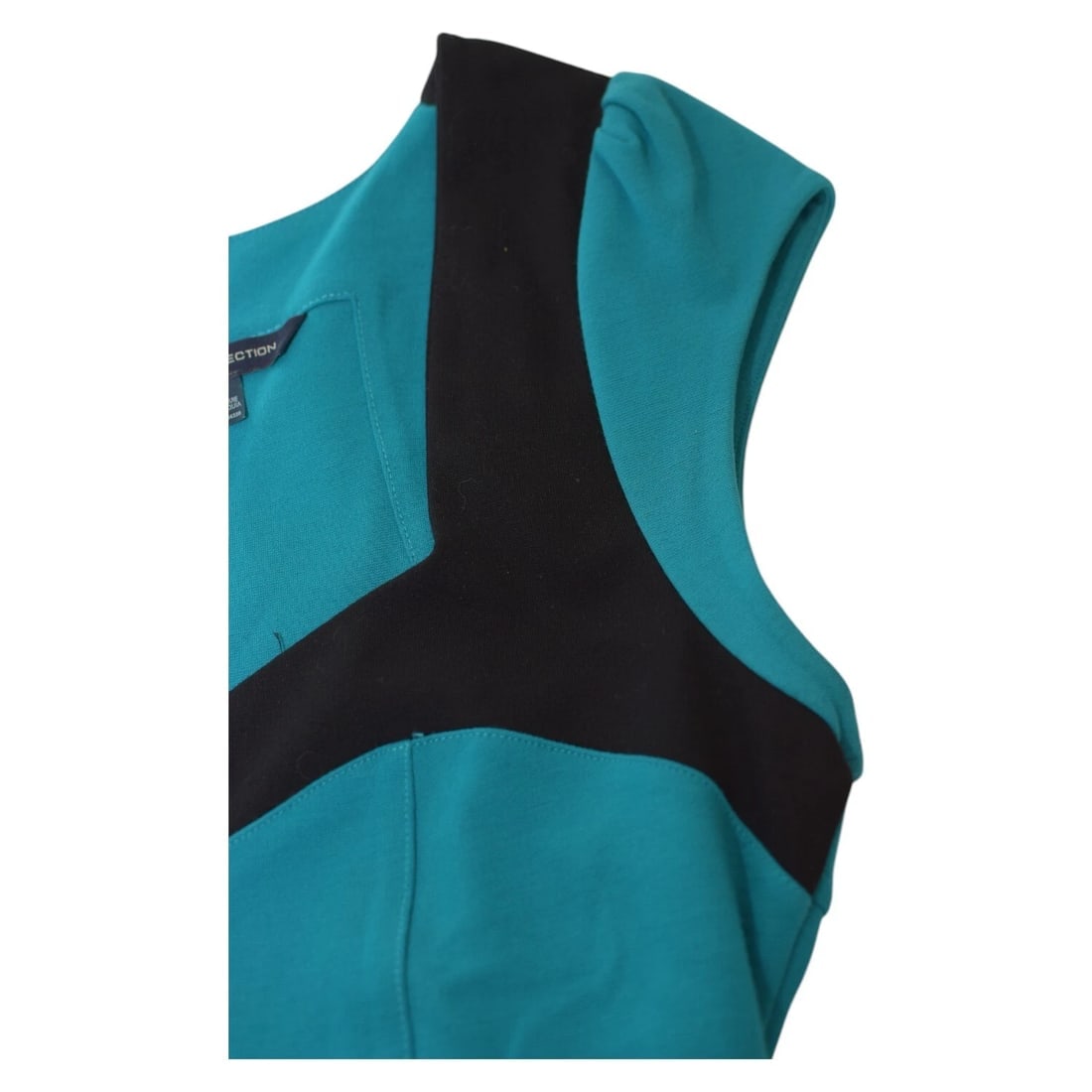 French Connection Blue Black Cap Sleeves Viscose Mini Dress size 12 - 4