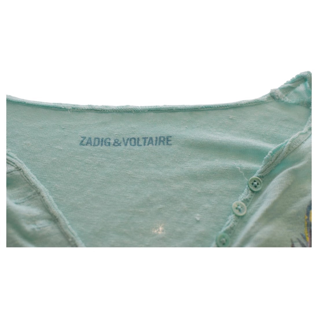 Zadig and Voltaire Tunisien MC Wings Blue Linen Top T-shirt size S - 3