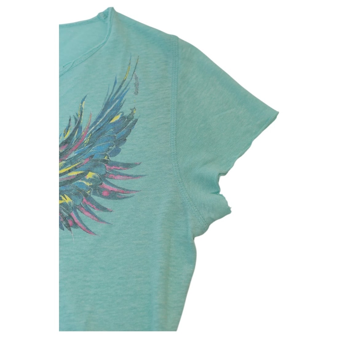 Zadig and Voltaire Tunisien MC Wings Blue Linen Top T-shirt size S - 8