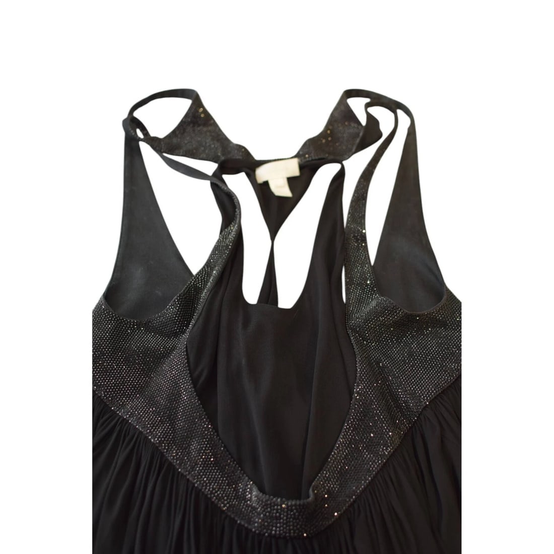 Black Silk Viscose & Crystals Open Back Sleeveless Mini Dress size 8 - 4