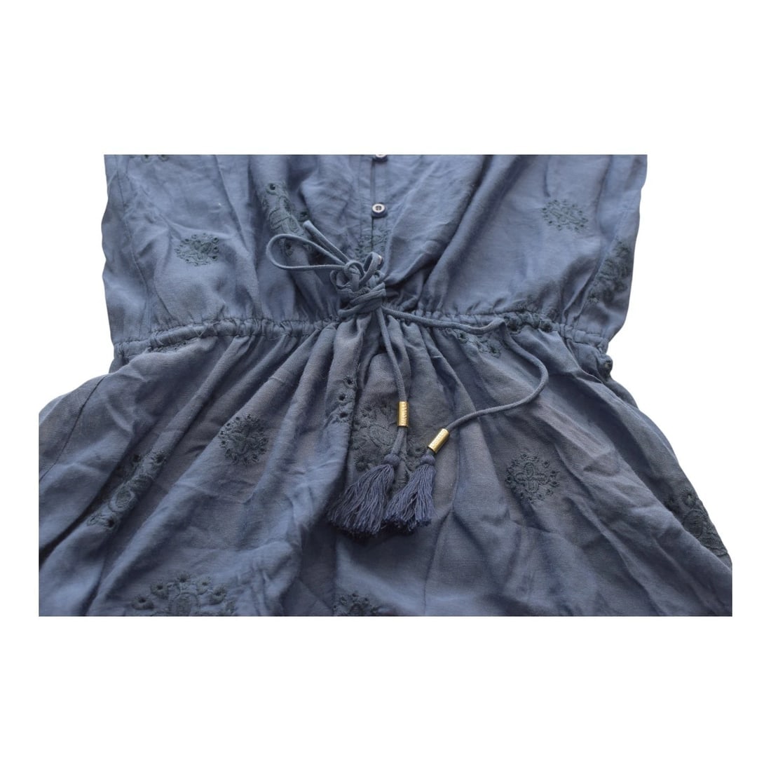 Melissa Odabash Blue Embroidered Tunic Dress 3/4 Sleeves Bodycon Dress One Size - 6