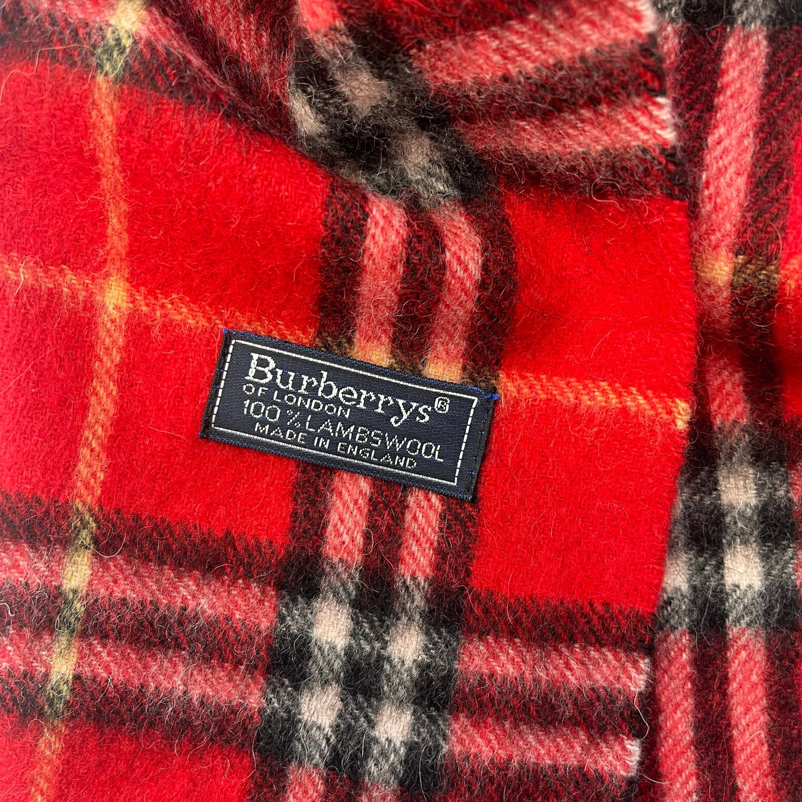 Burberrys Red Plaid 100% Wool Scarf - 6