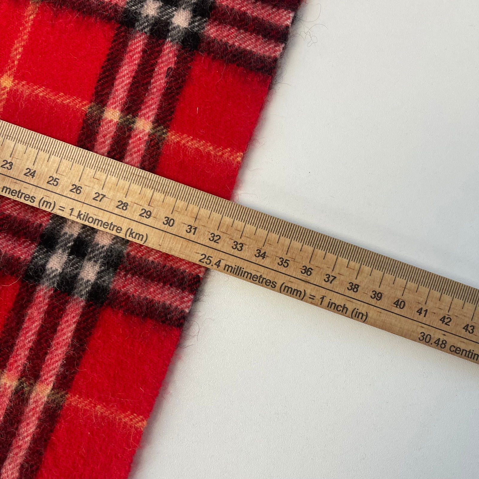 Burberrys Red Plaid 100% Wool Scarf - 7