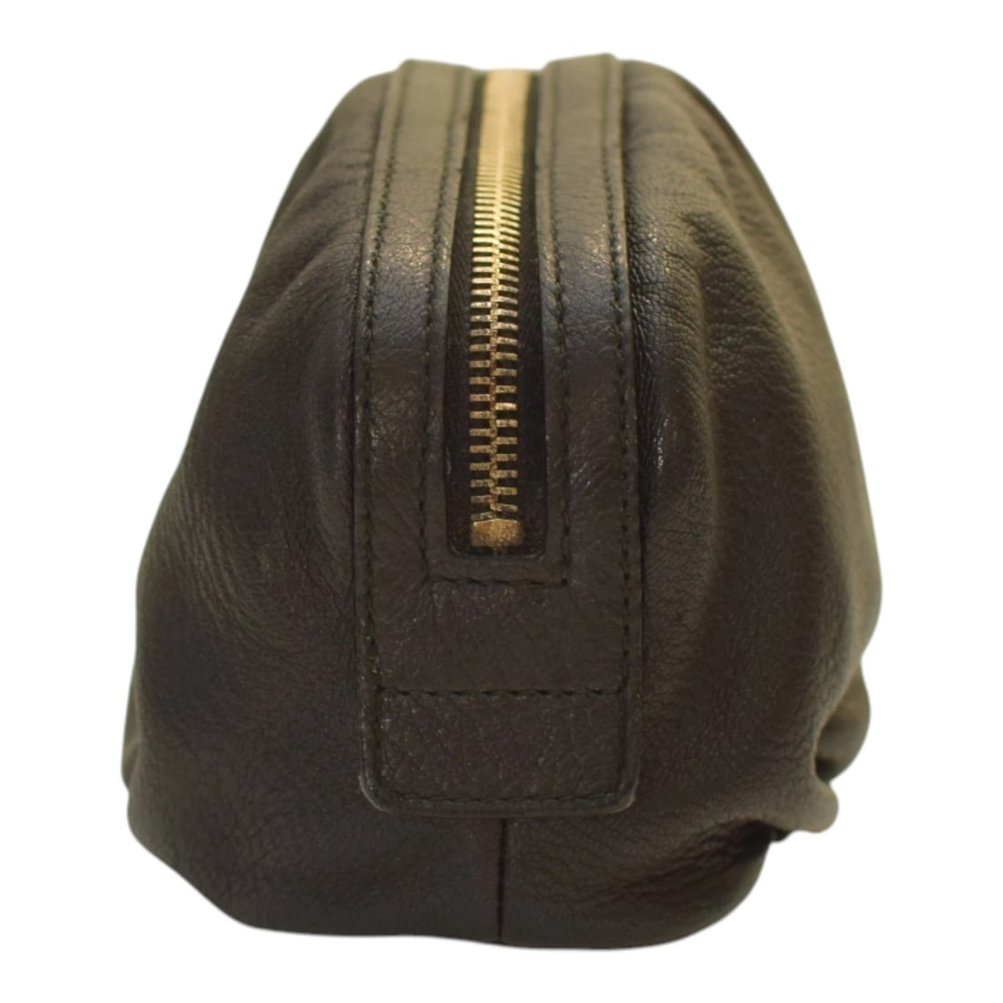 GUCCI Vintage Black Leather Bamboo Zip Clutch Bag in black soft leather - 4