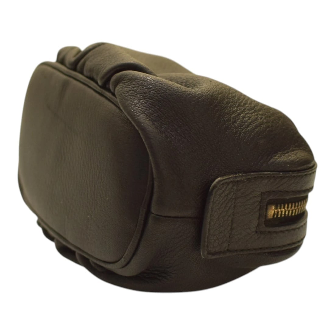 GUCCI Vintage Black Leather Bamboo Zip Clutch Bag in black soft leather - 8