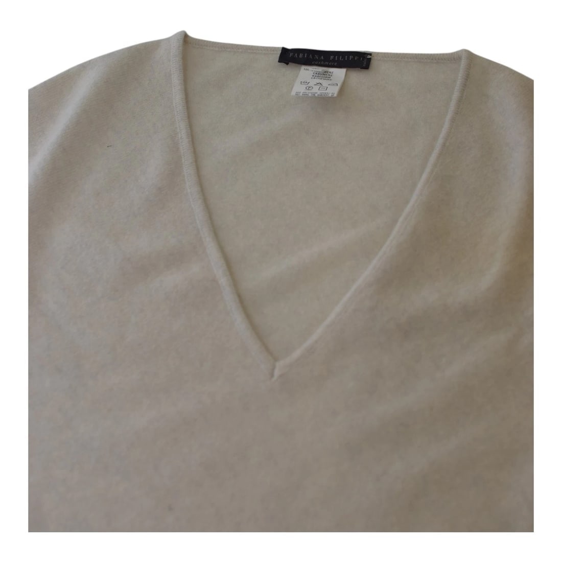 Fabiana Filippi Cream Knit 100% Cashmere Poncho Cape Cardigan size M - 4