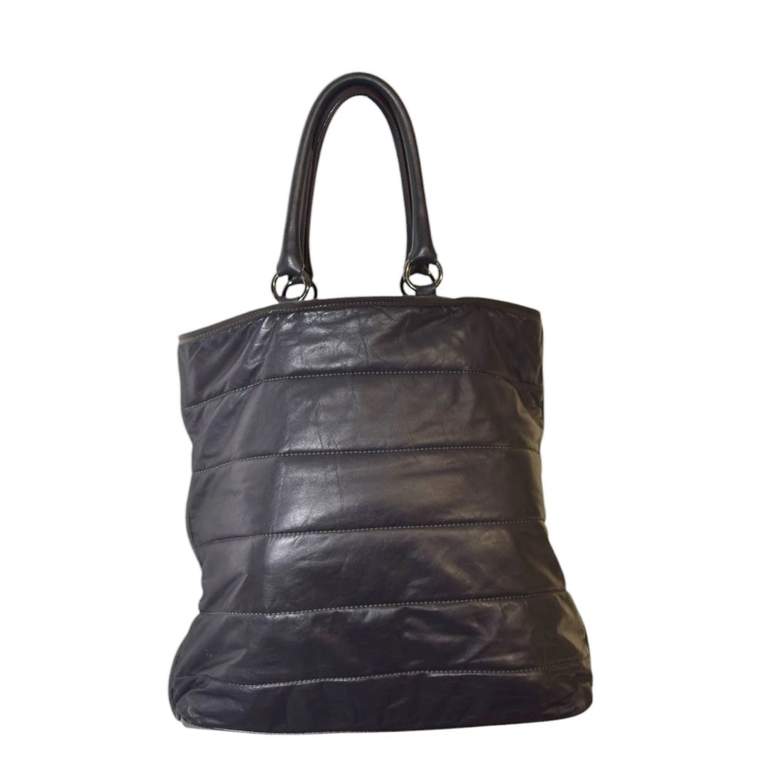 Moncler A Porter Gray Leather Suede Tote Handbag Shoulder bag - 2