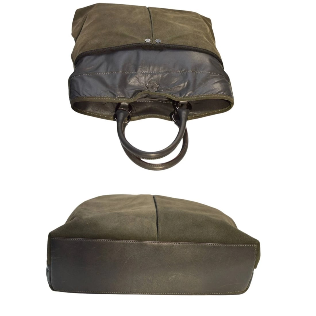 Moncler A Porter Gray Leather Suede Tote Handbag Shoulder bag - 3