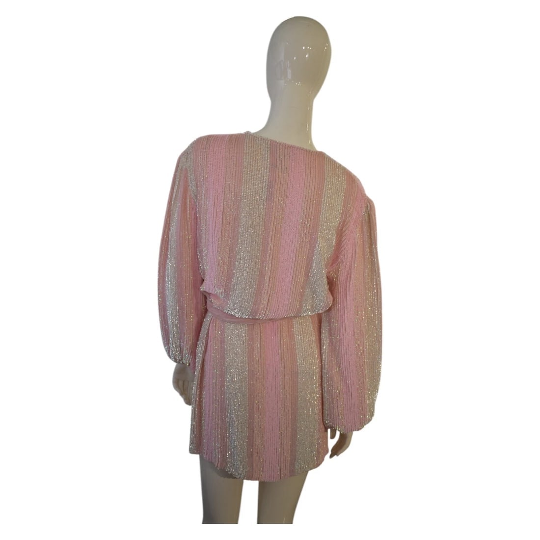 Retrofete Gabrielle Robe Dress Fully Sequined Long Sleeve Mini Wrap size XS - 3