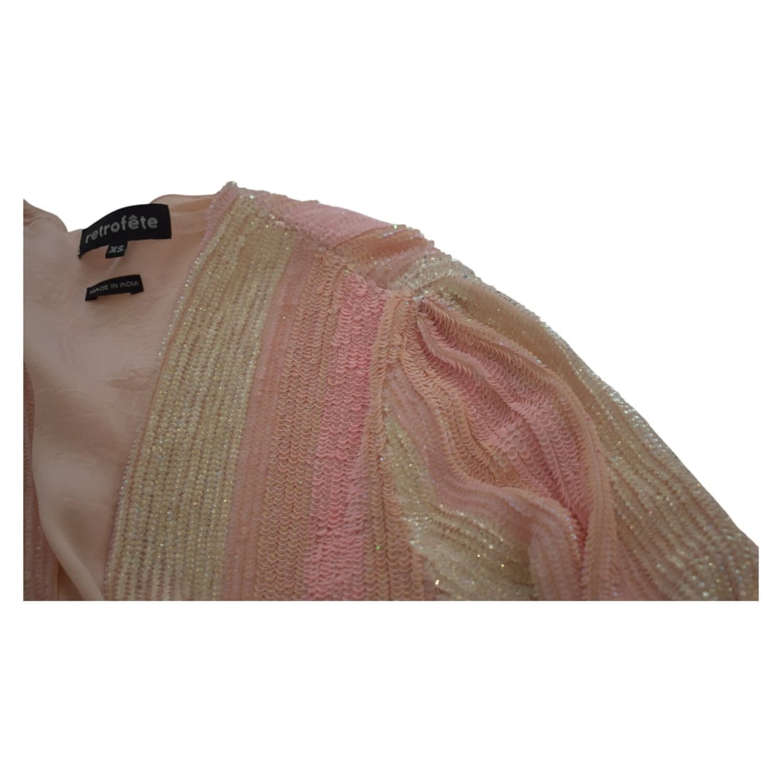 Retrofete Gabrielle Robe Dress Fully Sequined Long Sleeve Mini Wrap size XS - 9