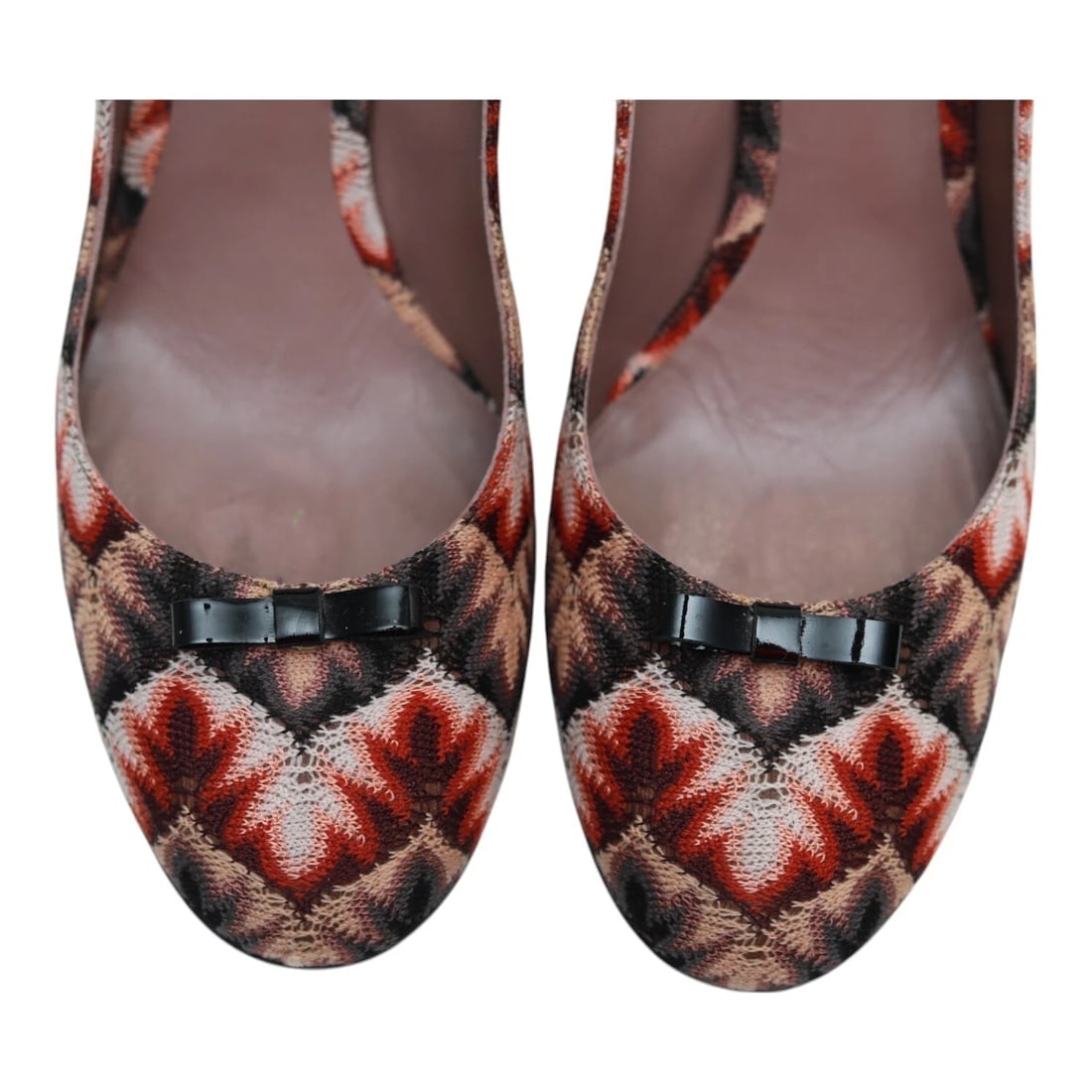Missoni Brown Red Hues Knit Fabric Heels Classic Round Toe Pumps Shoes 40 - 10