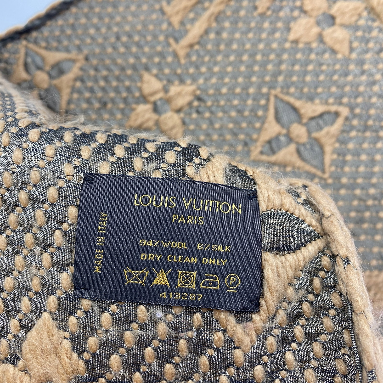 Louis Vuitton Thick Wool & Silk Blend Brown Scarf - 6