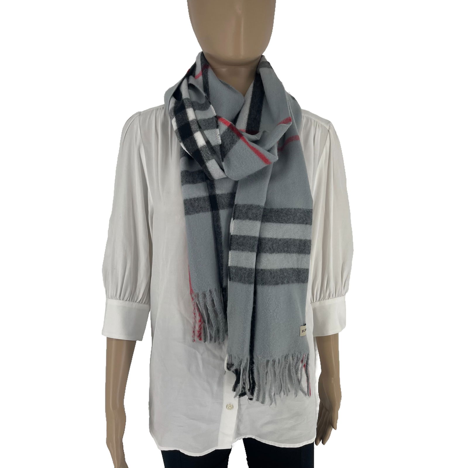 Burberry Grey Plaid 100% Cashmere Scarf - 4
