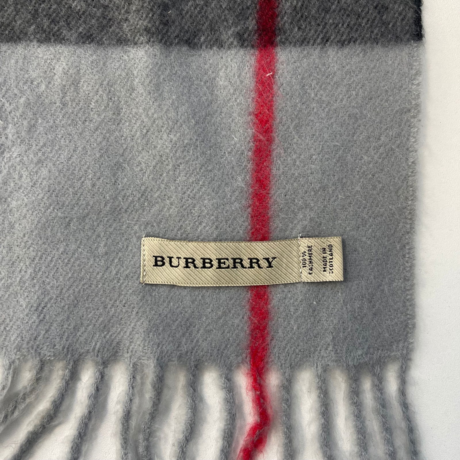 Burberry Grey Plaid 100% Cashmere Scarf - 6