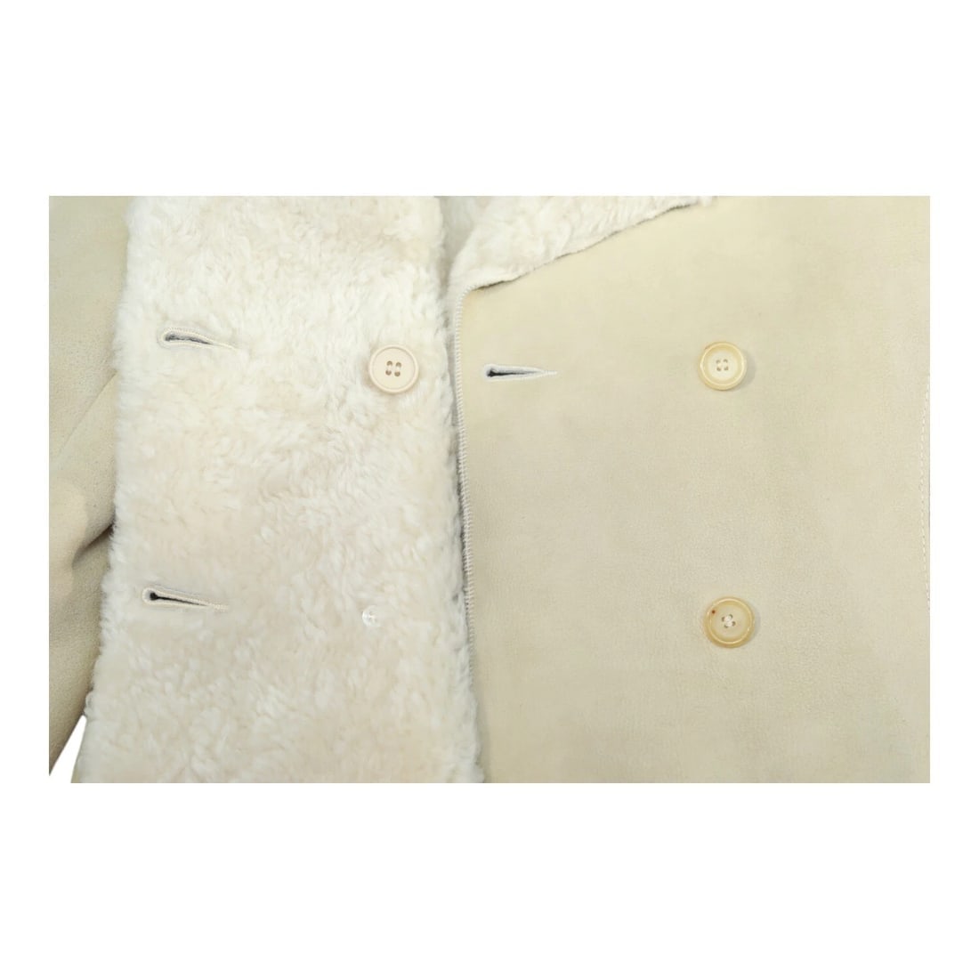 Nicole Farhi Beige Sheepskin Double Breasted Short Jacket Coat size UK 10 - 5