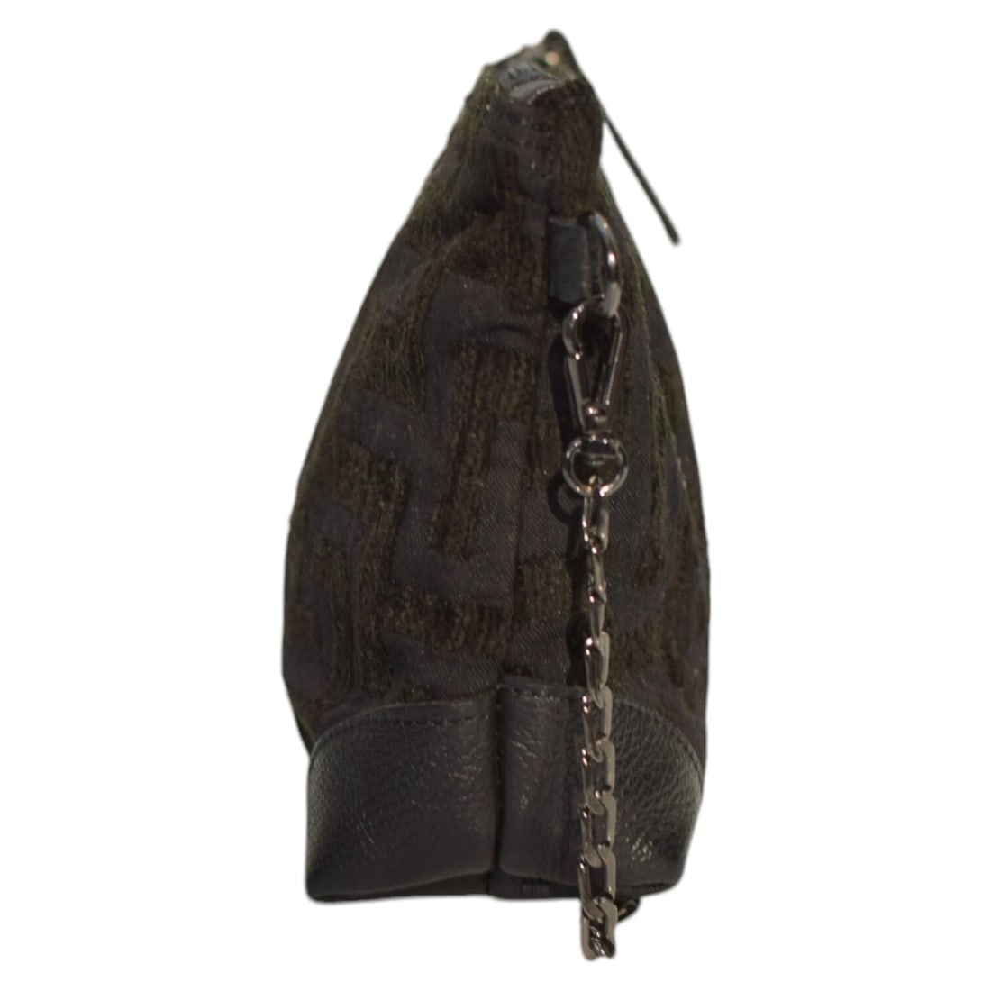 El. Black Jacquard Fabric Meander Long Chain Crossbody Bag Handbag - 4