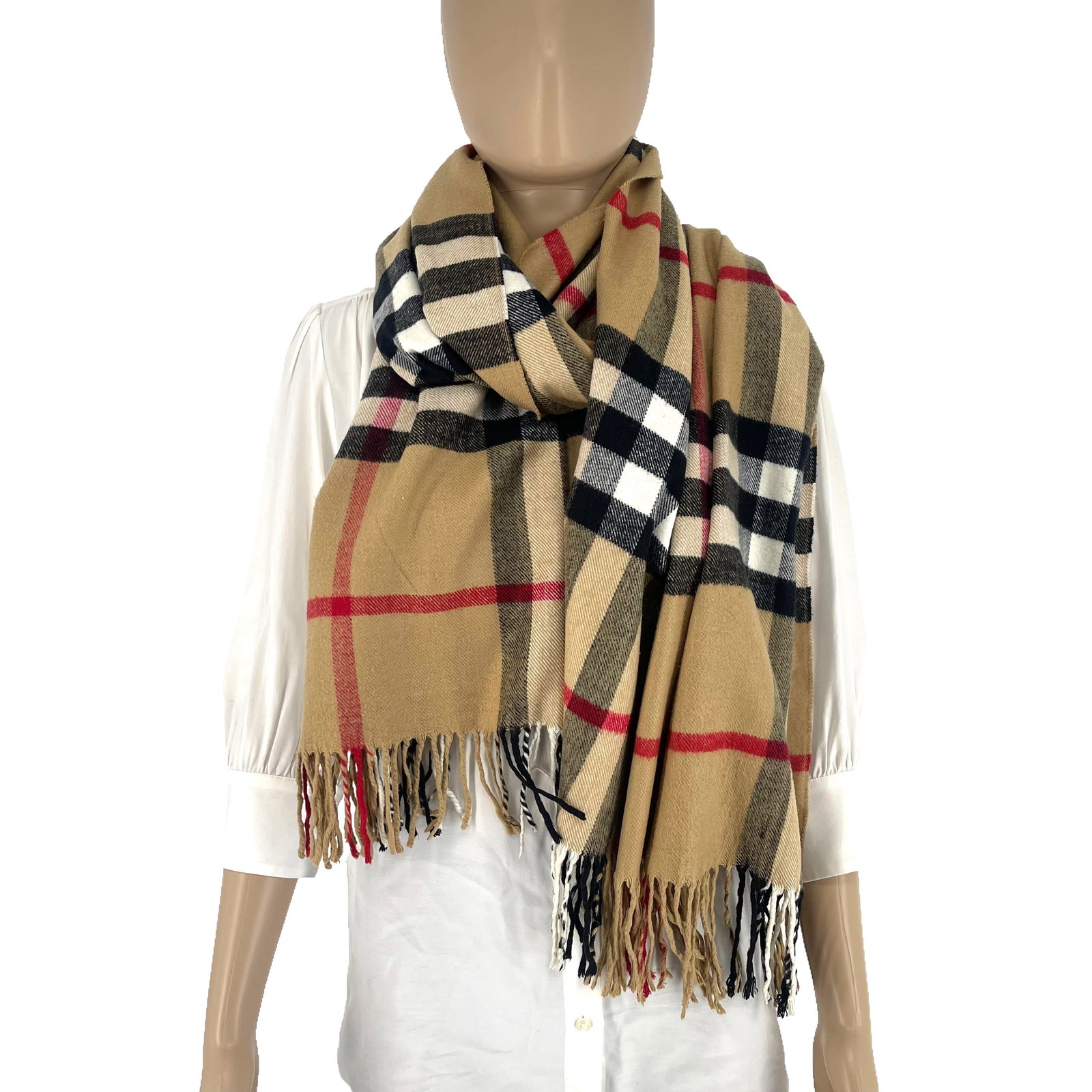 Burberry Beige Plaid 100% Cashmere Scarf - 4