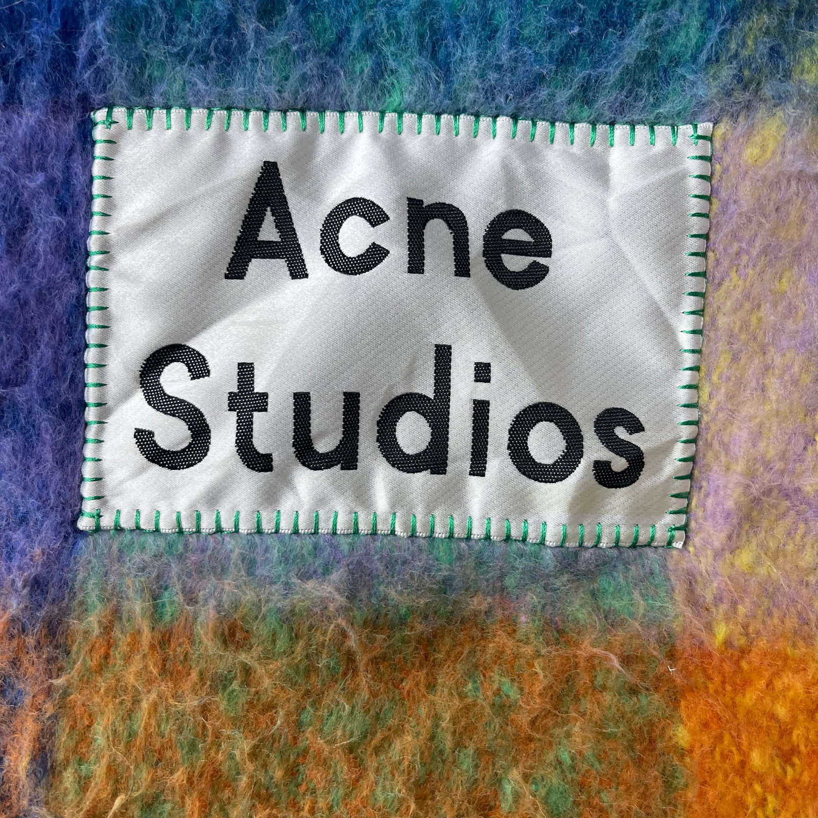 Acne Studios Green Colored Block 80% Wool Scarf - 6