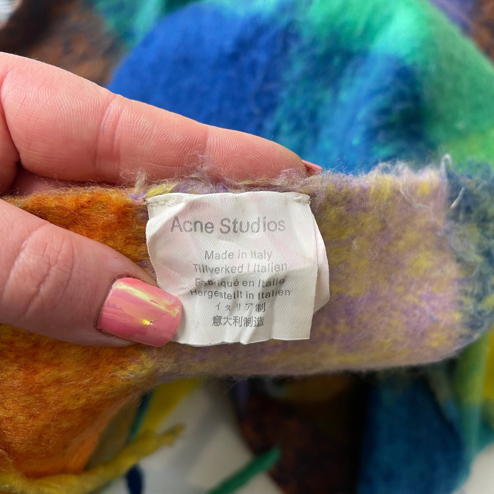 Acne Studios Green Colored Block 80% Wool Scarf - 7