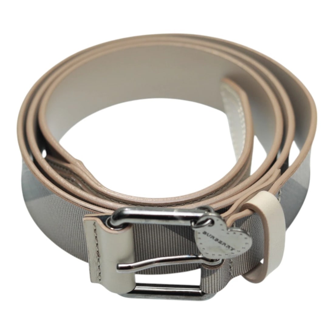 Burberry Beige Nova Check Heart Coated Canvas & Leather Buckle Belt size 40/100 - 2