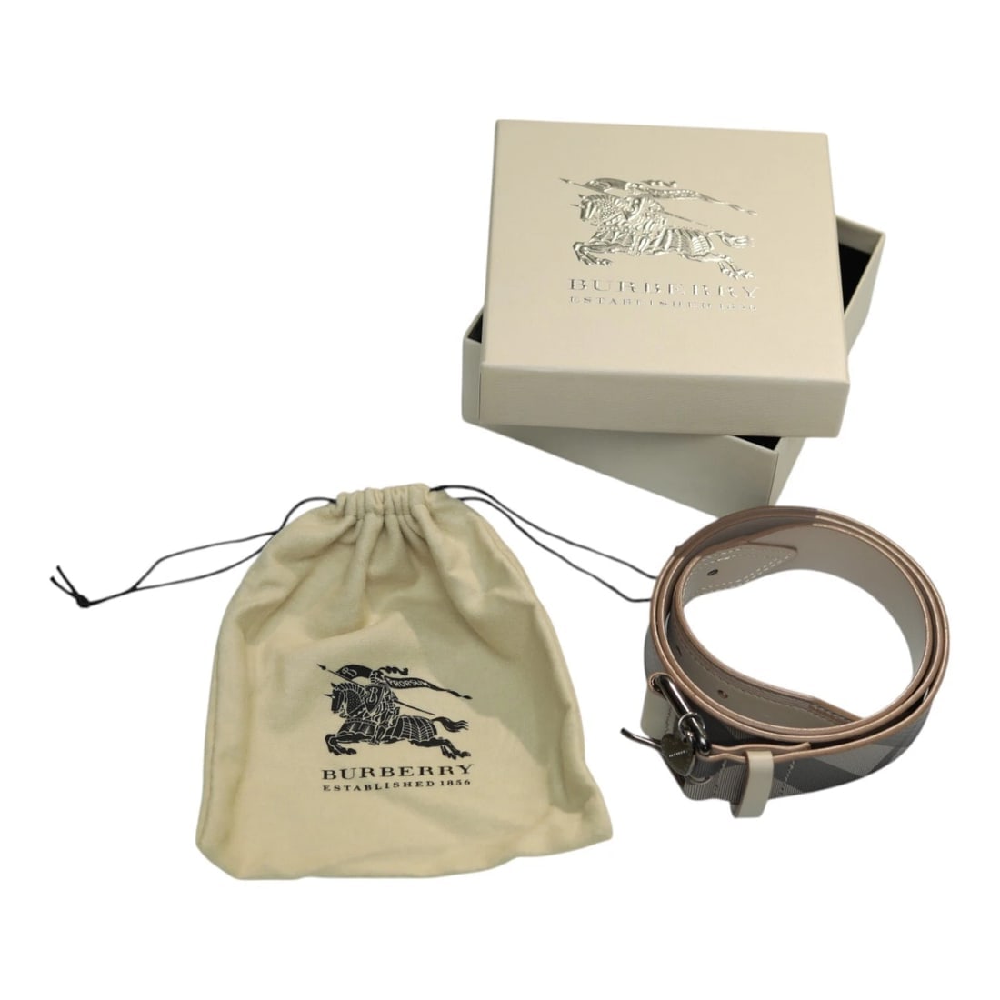 Burberry Beige Nova Check Heart Coated Canvas & Leather Buckle Belt size 40/100 - 9