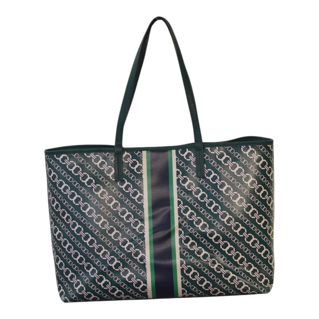 Tory Burch Gemini Link Large Tote in Green Blue Gemini Link Bias Shoulder Bag - 2