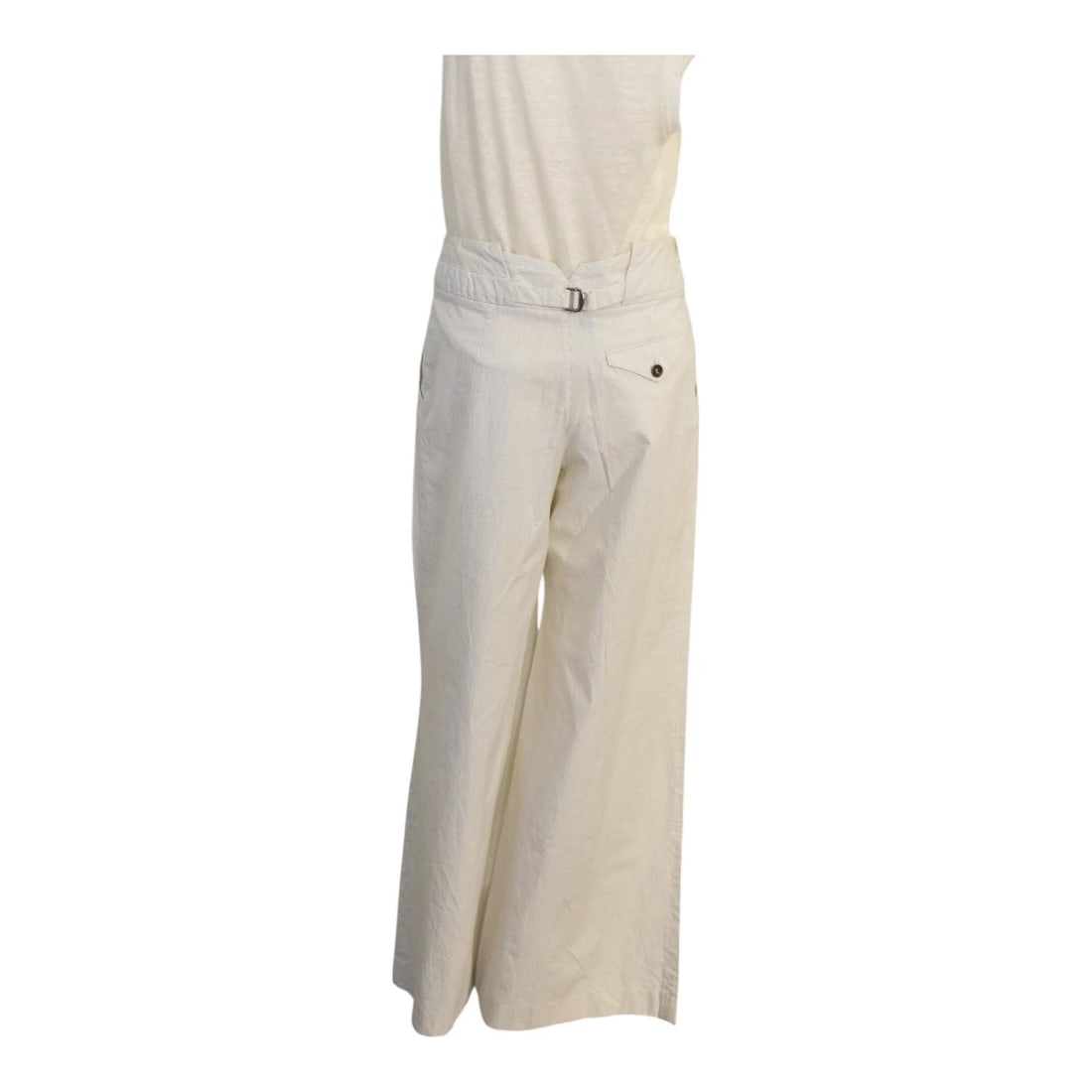 Paul Smith White w. Gray Stripes Cotton Straight Leg trousers pants size 42 - 2