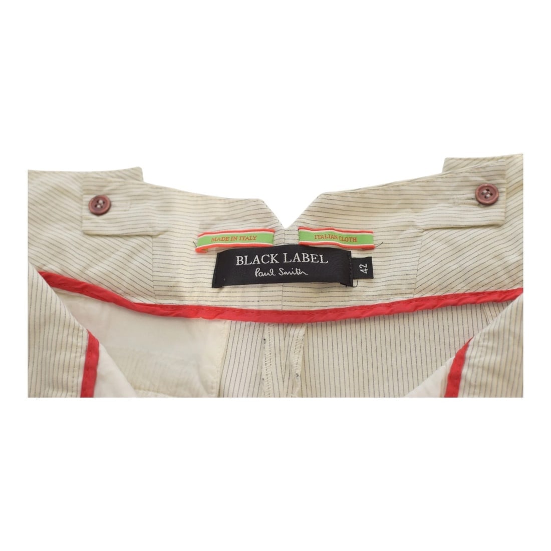 Paul Smith White w. Gray Stripes Cotton Straight Leg trousers pants size 42 - 3