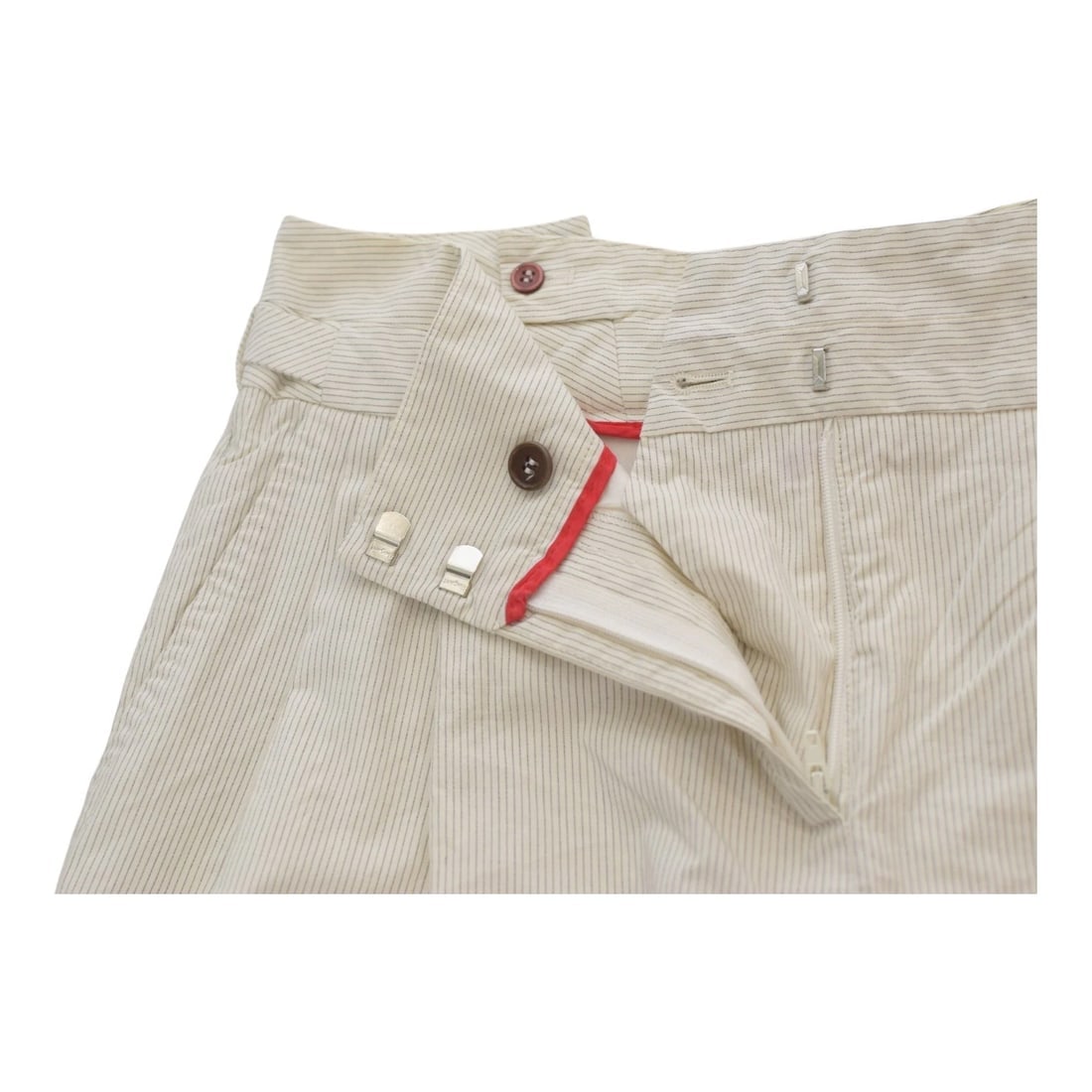 Paul Smith White w. Gray Stripes Cotton Straight Leg trousers pants size 42 - 4