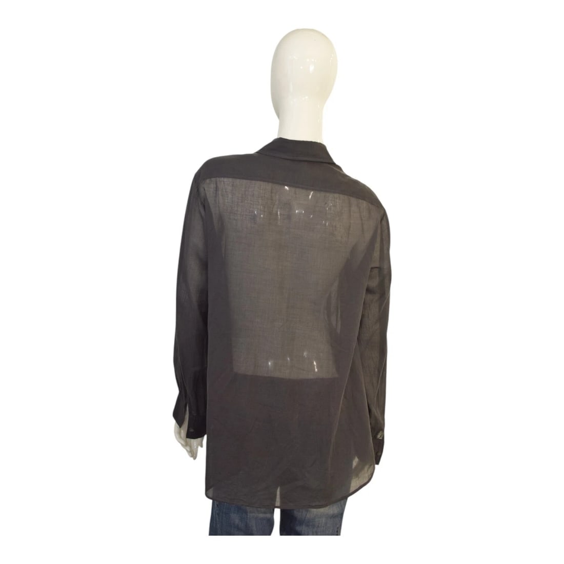 Dries Van Noten Gray Sheer Button Closure Collared Shirt Top size 38 - 2