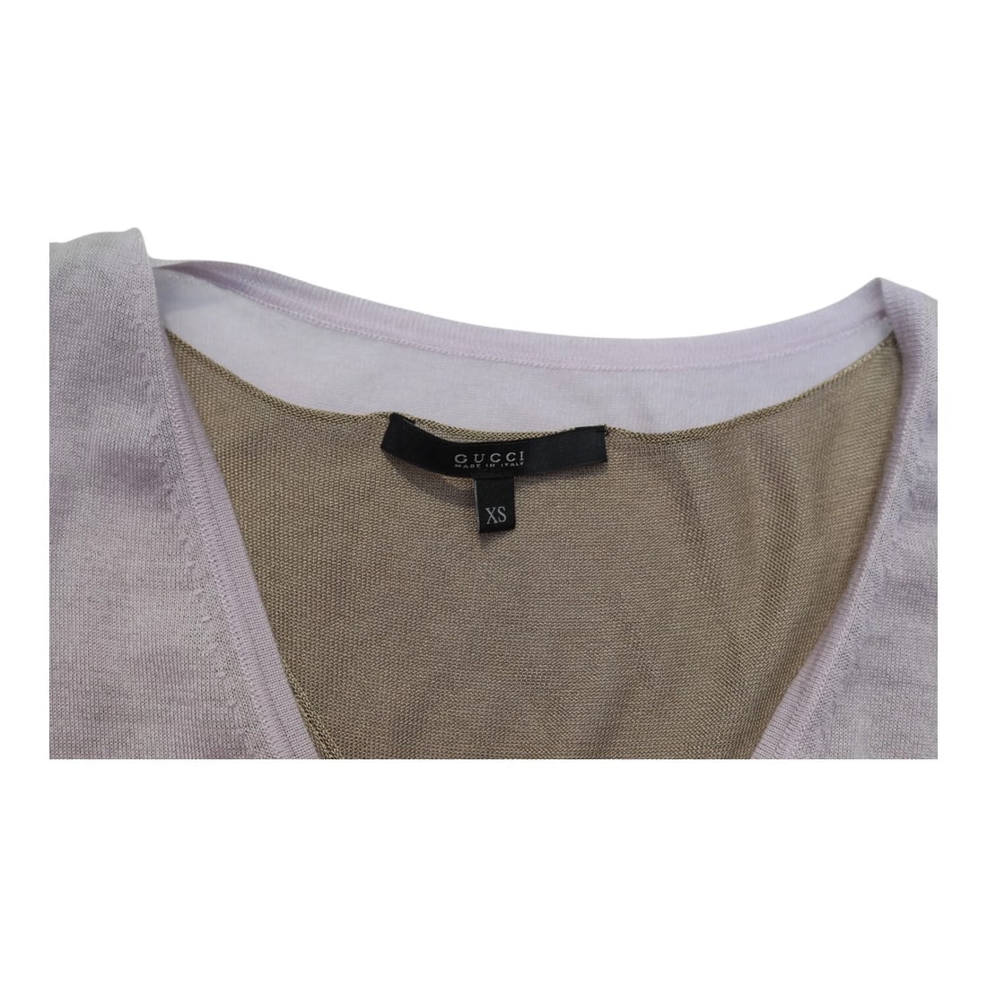 Gucci Sleeveless Two-Piece 100% Cashmere Sweater V-neck Cami Top Lilac Tan XS - 3