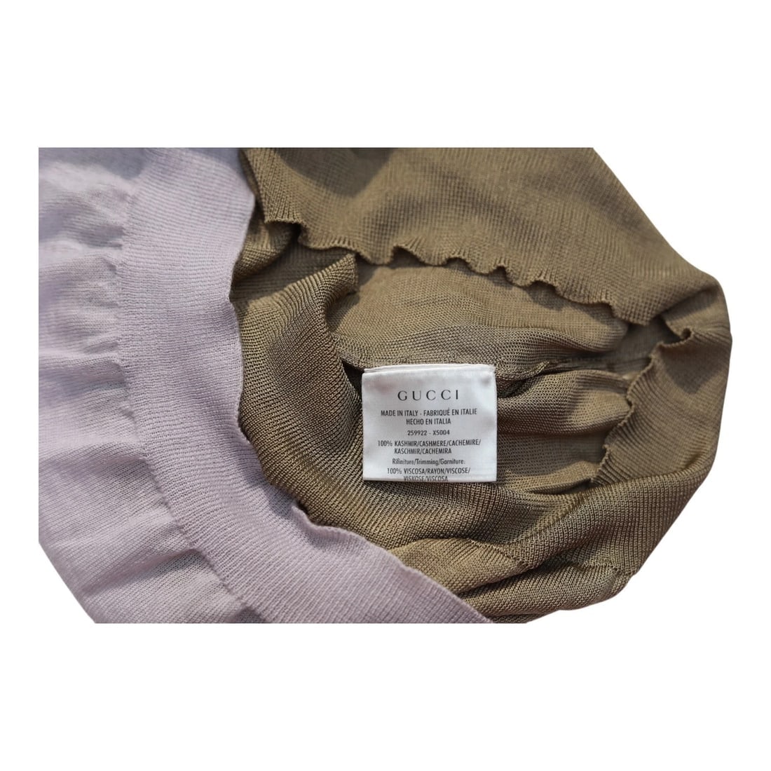 Gucci Sleeveless Two-Piece 100% Cashmere Sweater V-neck Cami Top Lilac Tan XS - 5