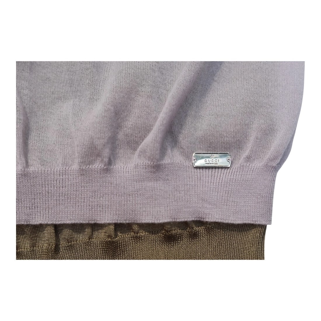 Gucci Sleeveless Two-Piece 100% Cashmere Sweater V-neck Cami Top Lilac Tan XS - 8