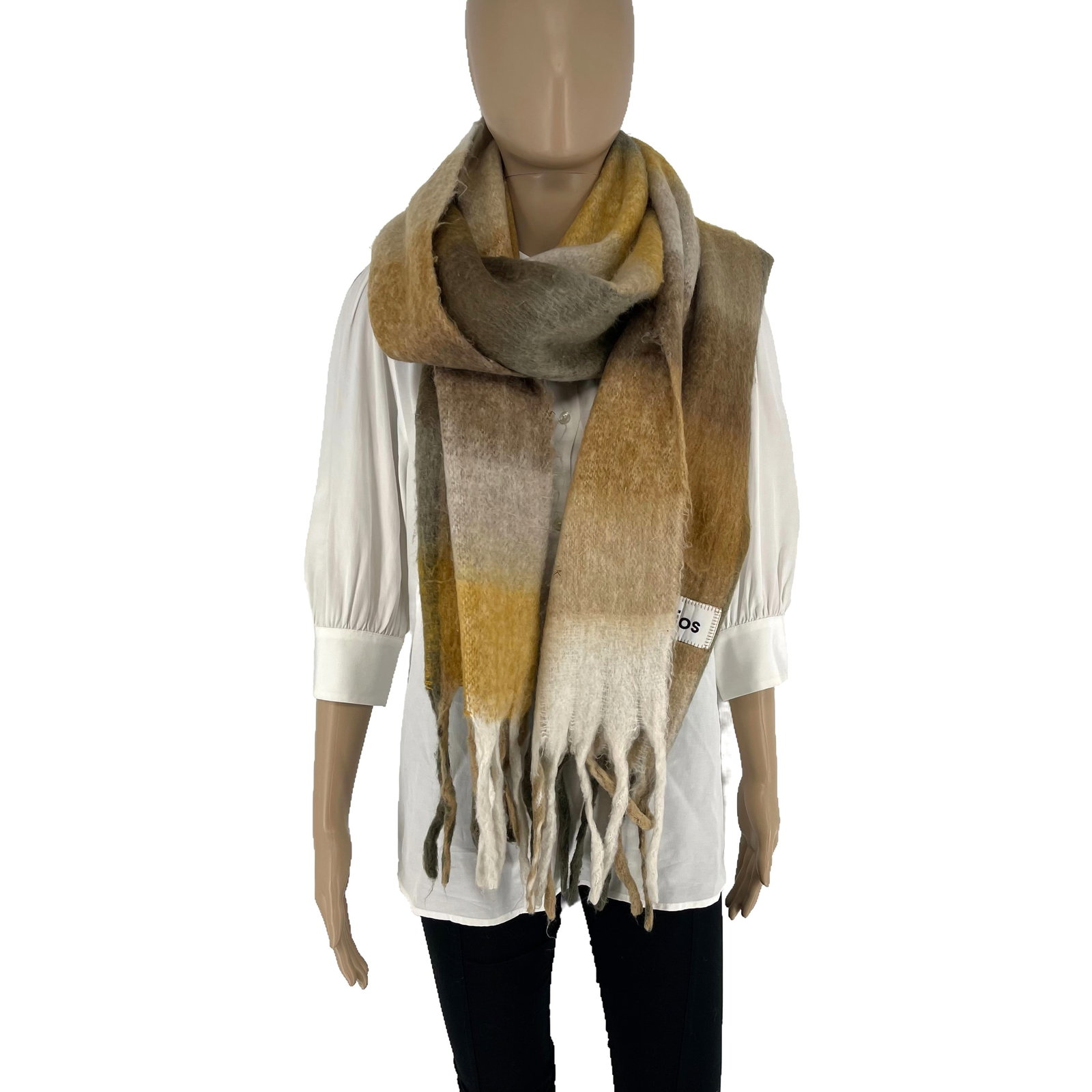 Acne Studios Beige Colored Block 80% Wool Scarf - 4