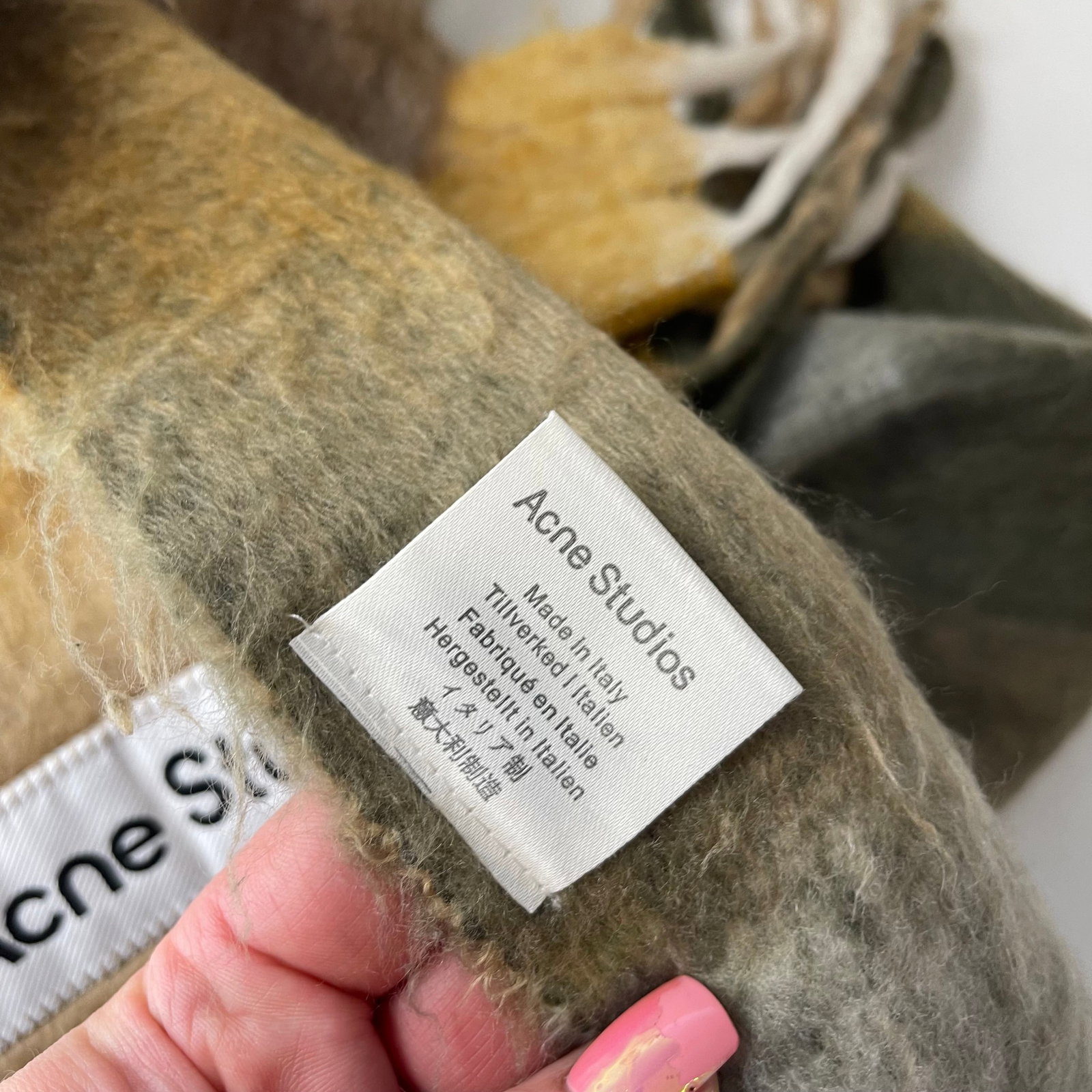 Acne Studios Beige Colored Block 80% Wool Scarf - 7