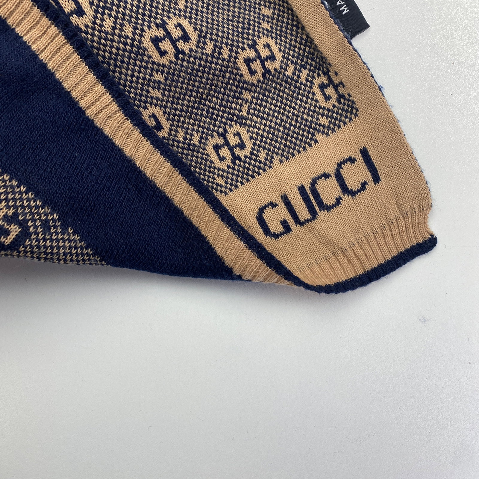 Gucci Blue & Brown 100% Soft Wool Scarf - 5