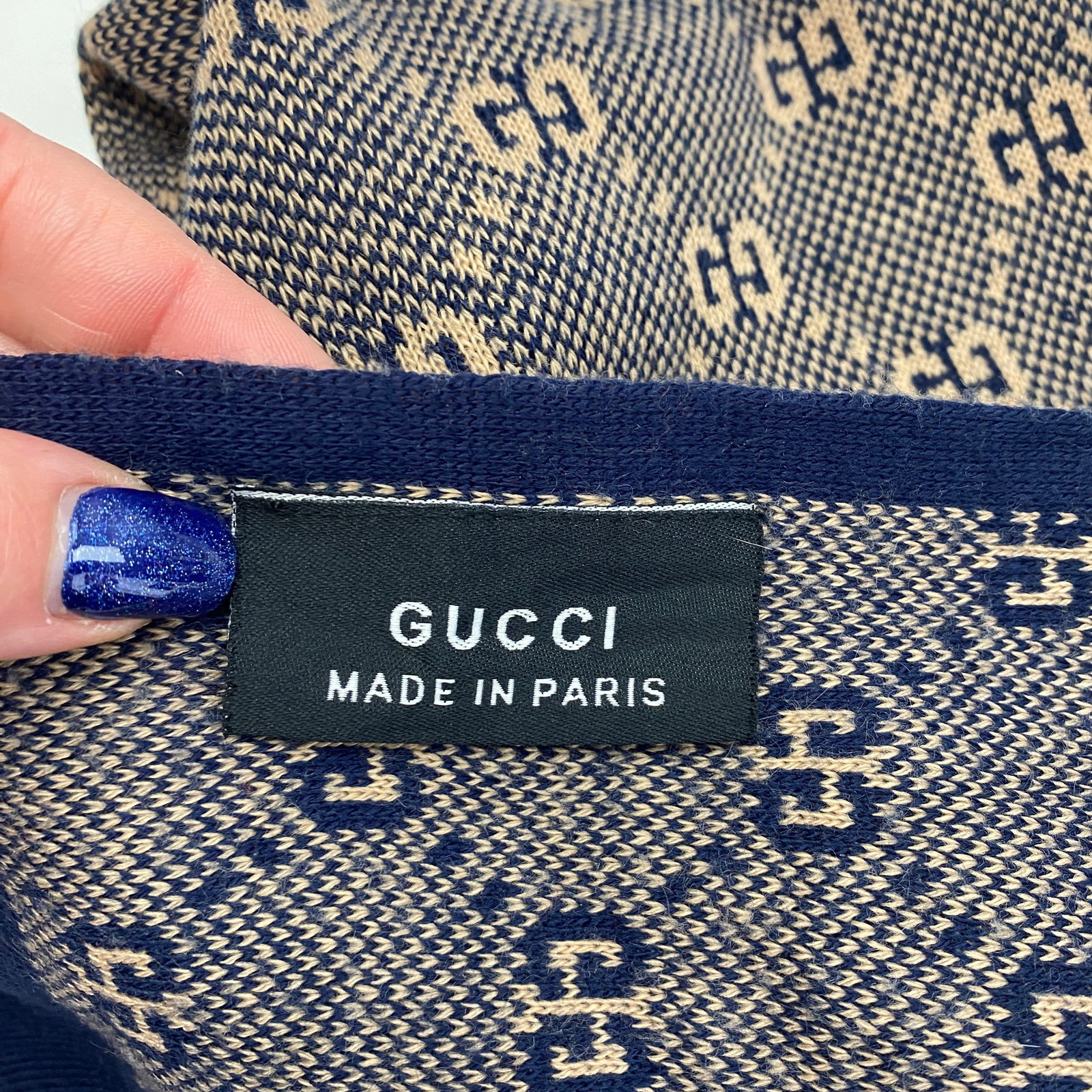 Gucci Blue & Brown 100% Soft Wool Scarf - 6