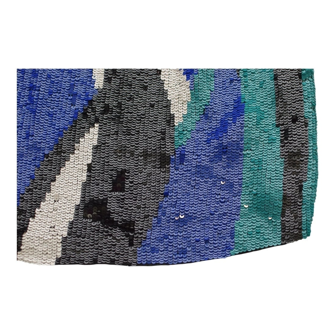 Nenette Sequined Black Blue Turquoise Viscose Sleeveless Tank Mini Dress size 42 - 7