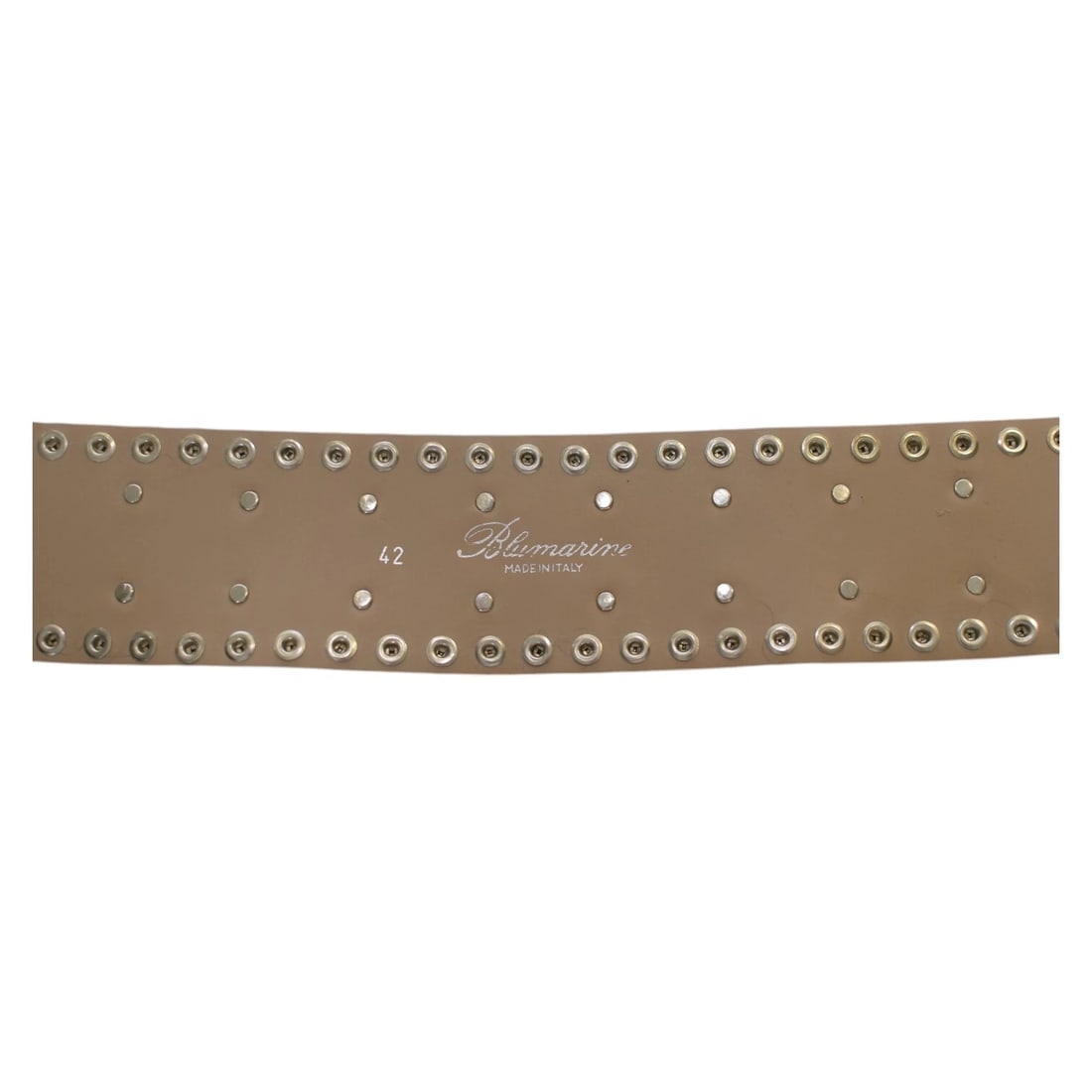 Blumarine White Leather Silver Tone Studs Wide Women's Waist BELT size 42 - 6