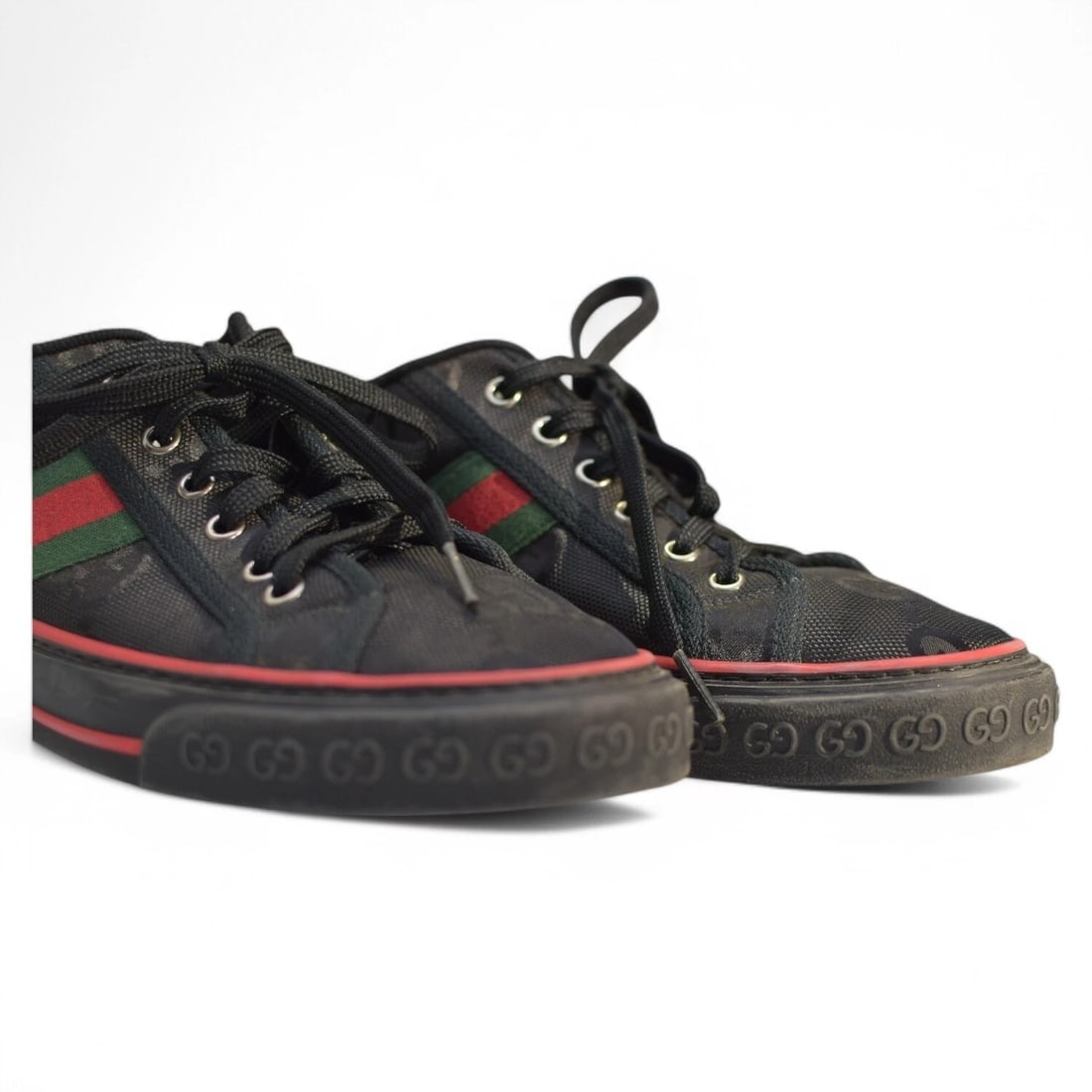 GUCCI Black GG Econyl Nylon Web Men's Tennis 1977 Sneakers Trainers 41 Unisex - 2