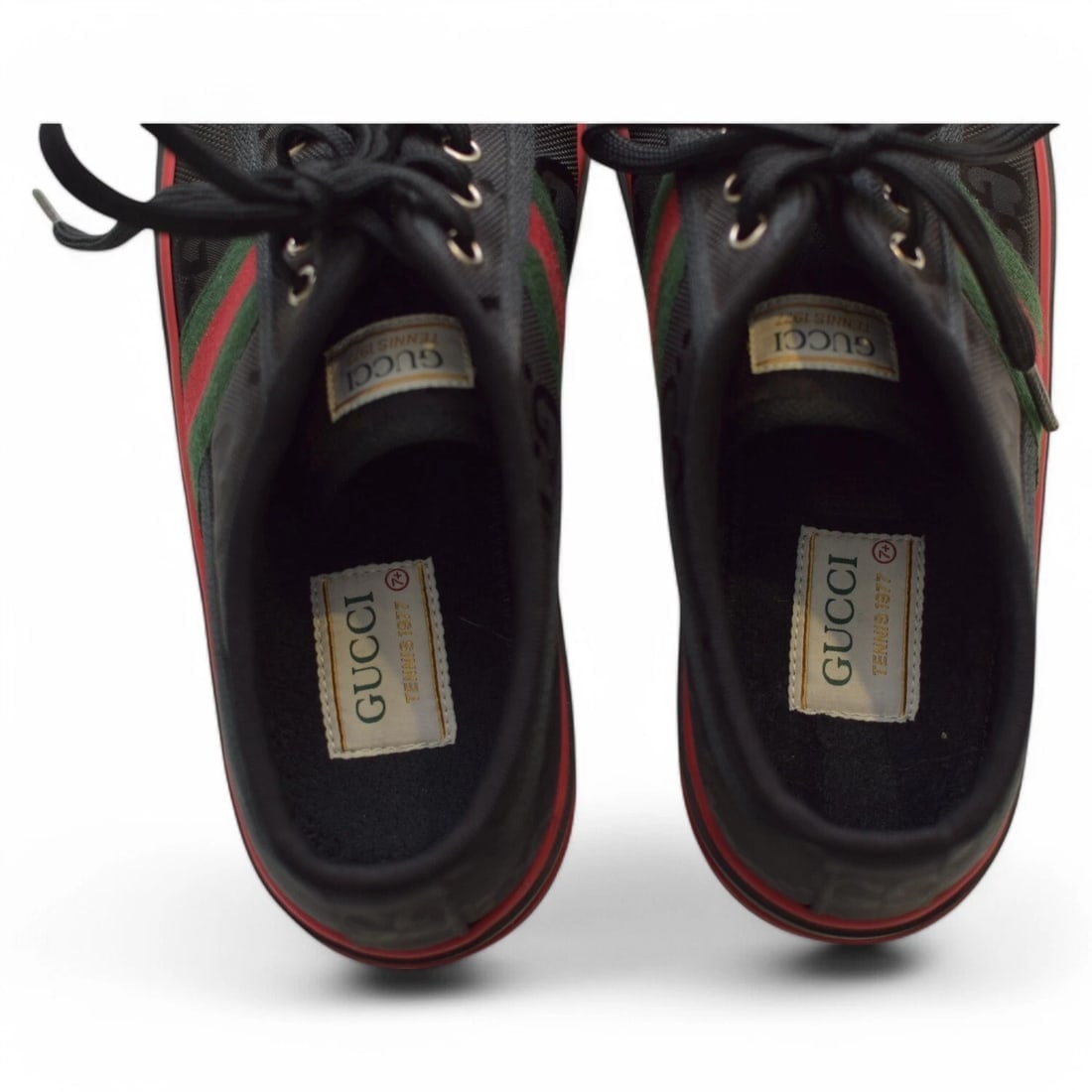 GUCCI Black GG Econyl Nylon Web Men's Tennis 1977 Sneakers Trainers 41 Unisex - 9