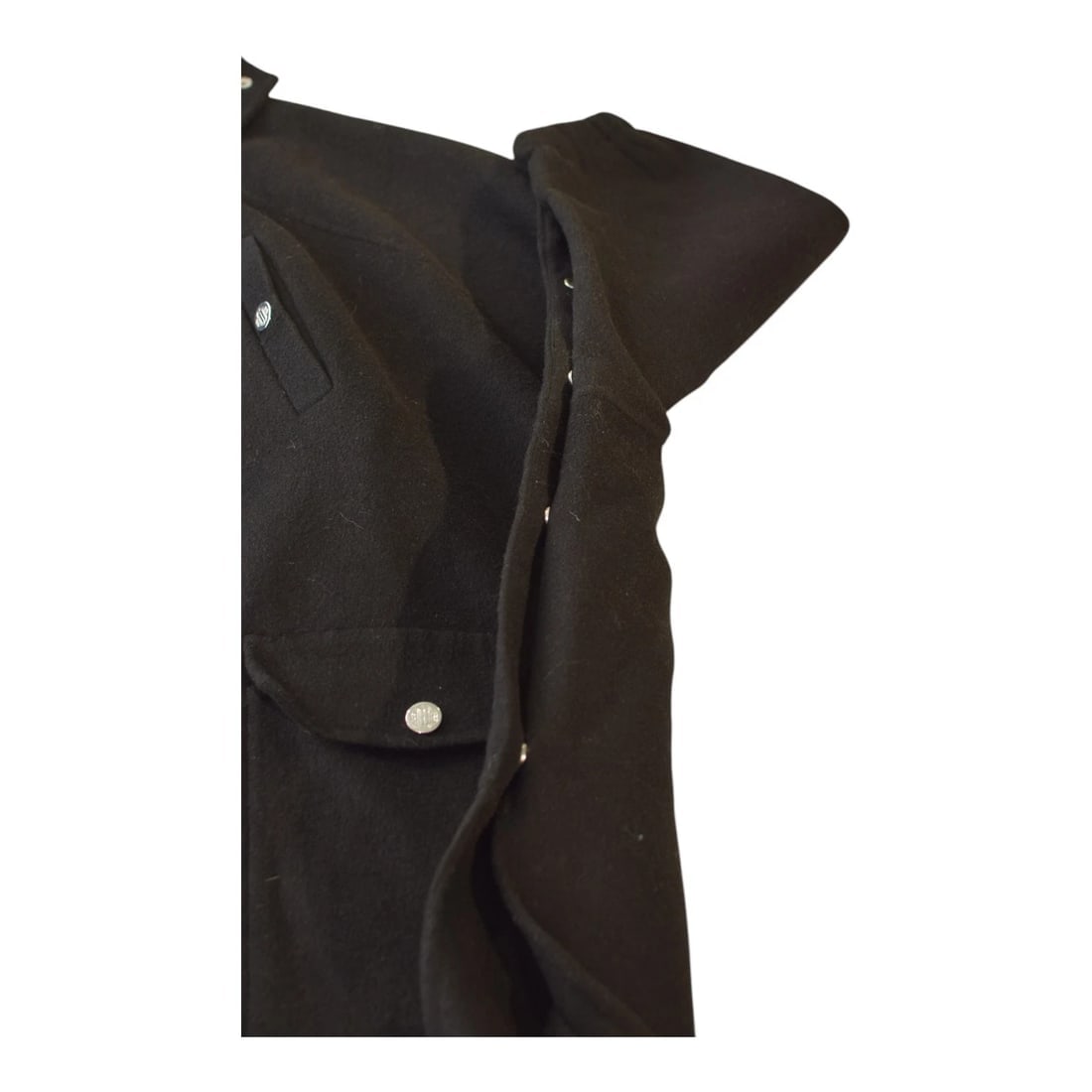 Maje Black Woolen Open Sides w. Snap Buttons Hooded Cape Coat size 1 - 6